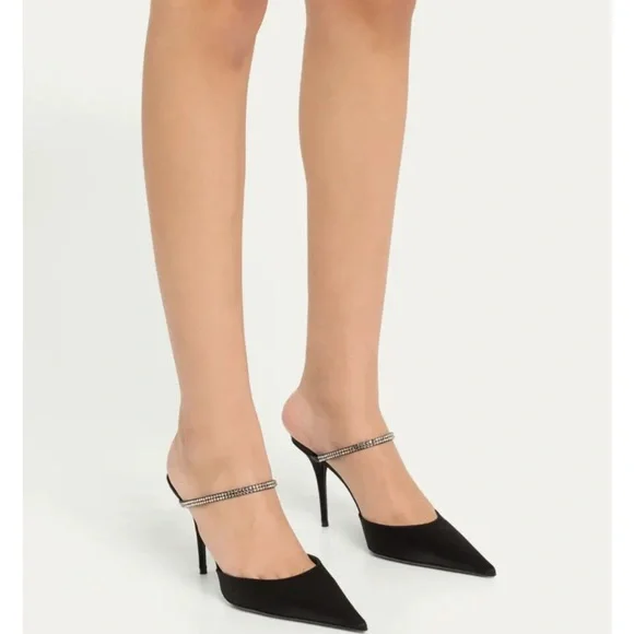 Saint Laurent Barbara Crystal embellished Satin Mule Heels - new in box - Picture 11 of 11